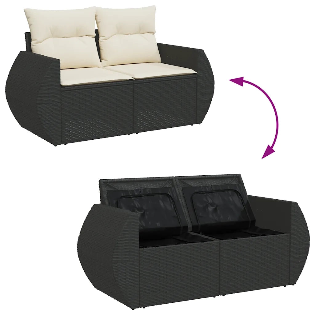 Set Divani da Giardino 5 pz con Cuscini in Polyrattan Nero 3326627