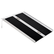 Rampa per Sedia a Rotelle 91x72x5 cm Portatile Pieghevole in Alluminio Capacità 270 kg Argento