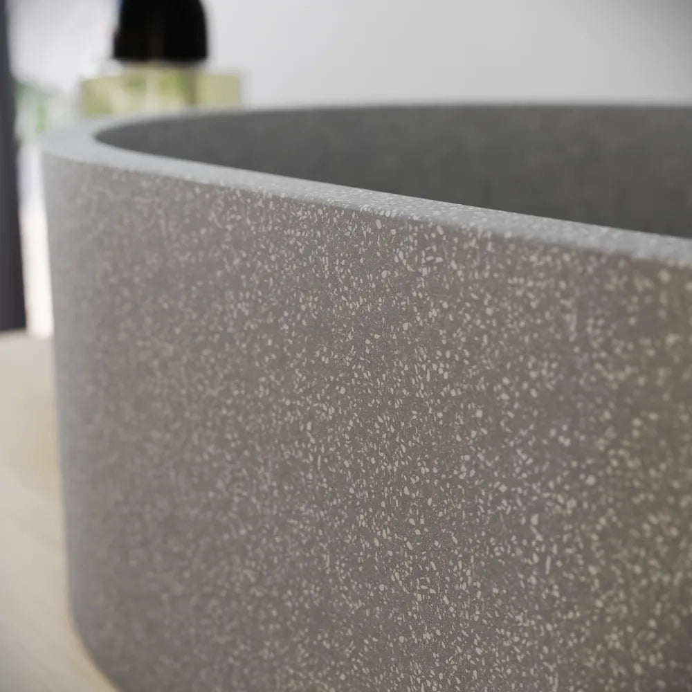 Lavabo da appoggio ovale in microcemento 40x28x12 cm grigio | Bolsena