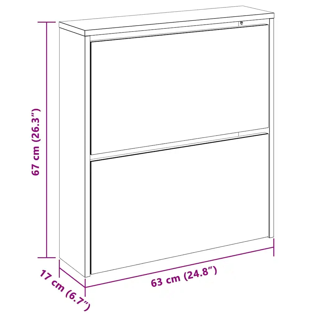 Scarpiera con Specchio a 2 Livelli-Mobile con specchio Rovere marrone 63x17x67 cm