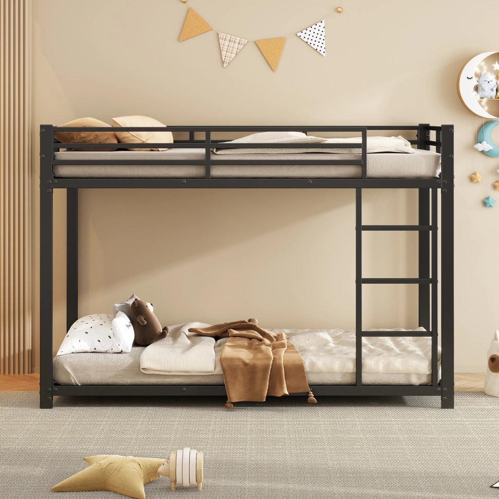 LETTO A CASTELLO 90x200 cm in metallo nero, struttura quadrata