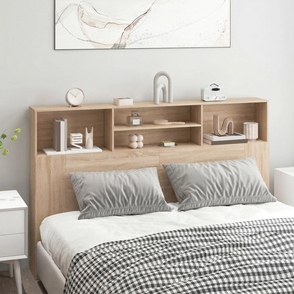 Testiera con contenitore e scaffali ¨C Minimal ¨C 160x20.2x108.2 cm legno naturale