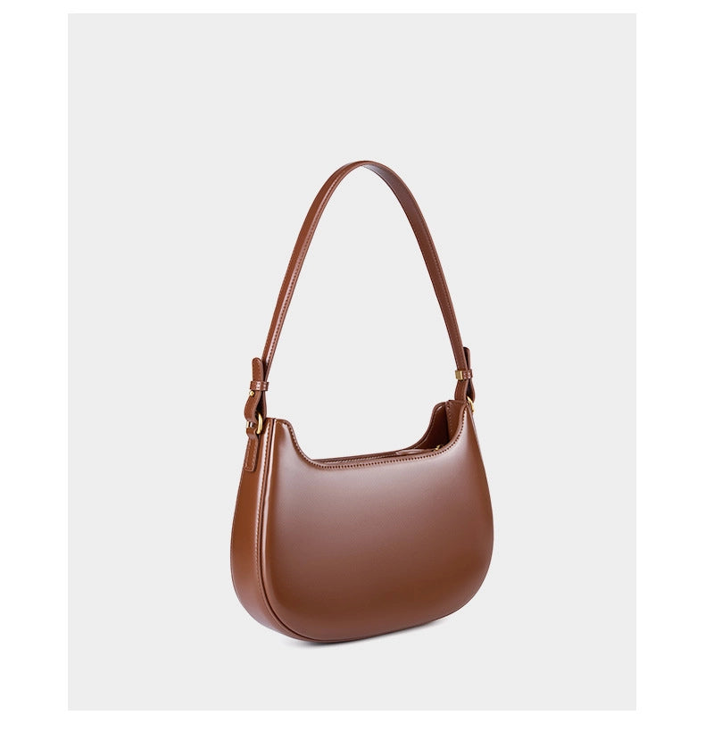 Borsa a mano da donna in vera pelle, borsa a tracolla, borsa a spalla, borsa a secchiello, marrone