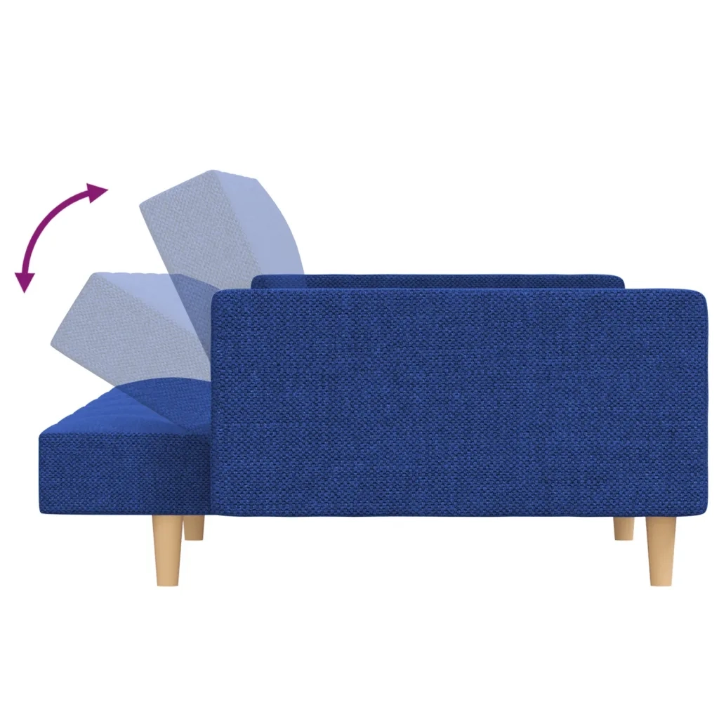 Divano letto | Sof¨¤ letto | Letto singolo a 2 Posti con 2 Cuscini Blu in Tessuto