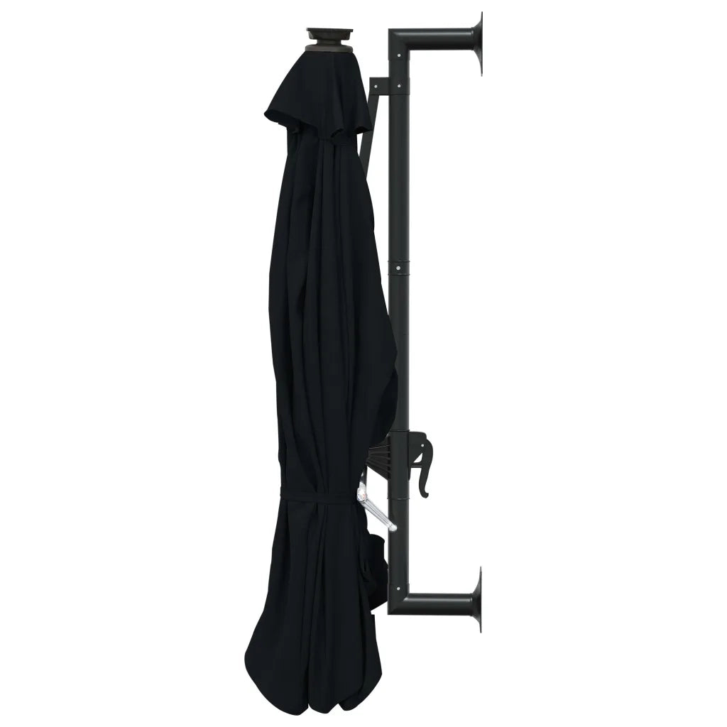 Ombrellone da Giardino-Ombrello da Balcone a Parete con LED 300 cm Nero