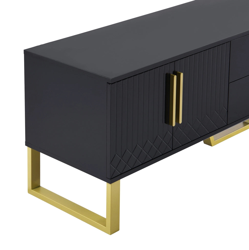 Mobile TV 170x40x53,5 cm con 4 ante e 2 cassetti in MDF nero lucido