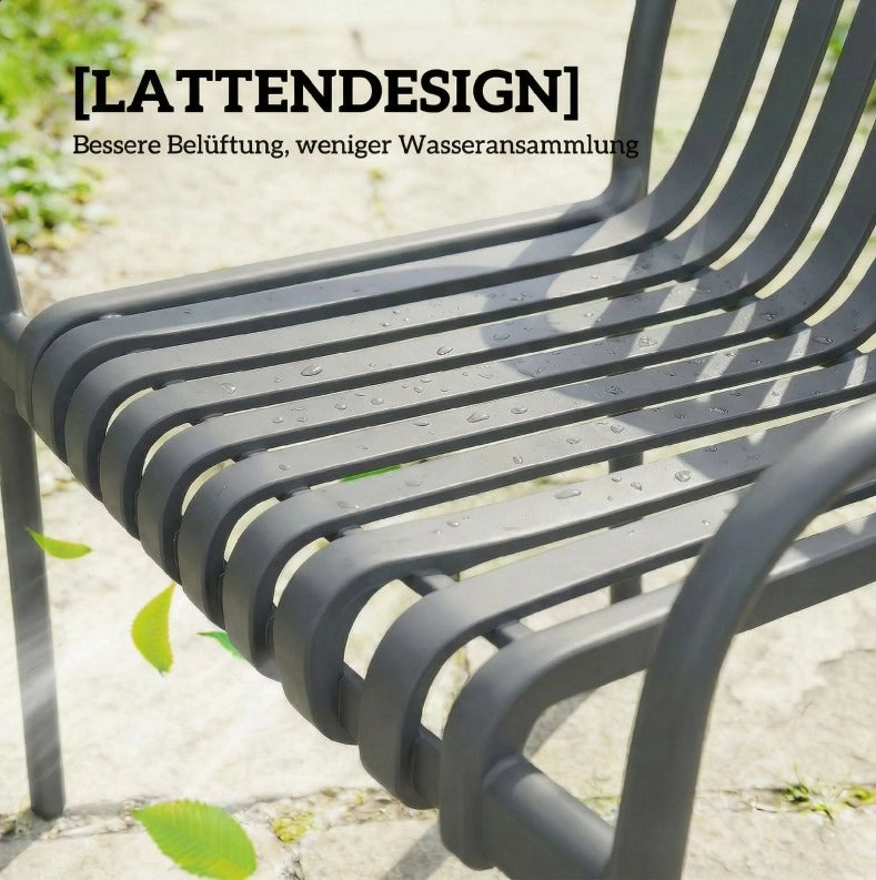 Set di 4 Sedie da Giardino Impilabili con Braccioli e Design a Lamelle, Ergonomiche, Grigio Scuro