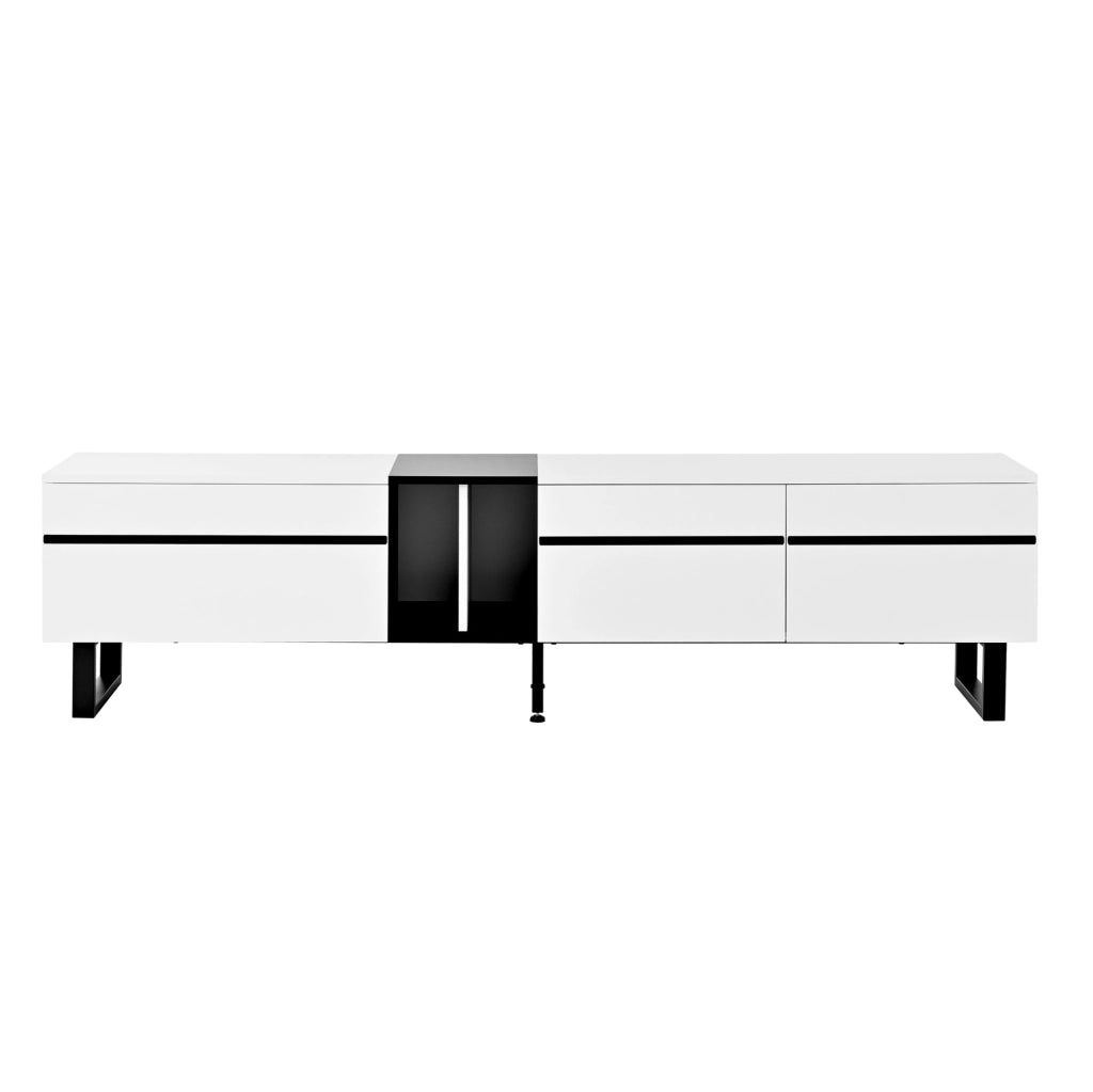 Mobile TV 180x38x45 cm con vano a ribalta e ante in truciolare bianco