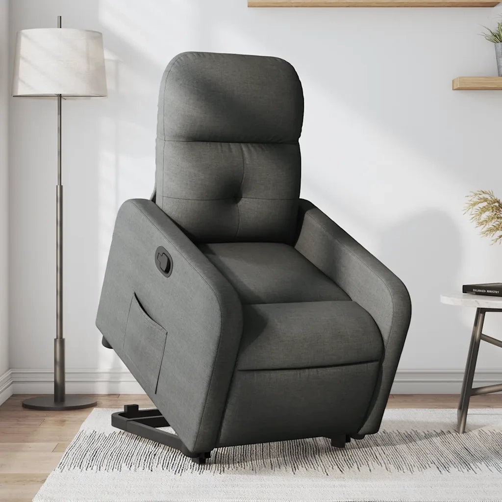 Poltrona | Sedia Relax Alzapersona Reclinabile Grigio Scuro in Tessuto