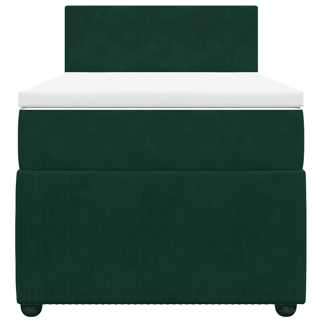 Giroletto a Molle con Materasso Verde Scuro 90x200 cm Velluto