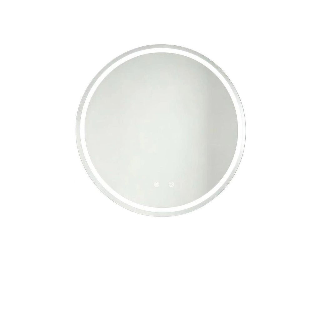 Specchio bagno rotondo 90 cm argento in vetro; luce dimmerabile