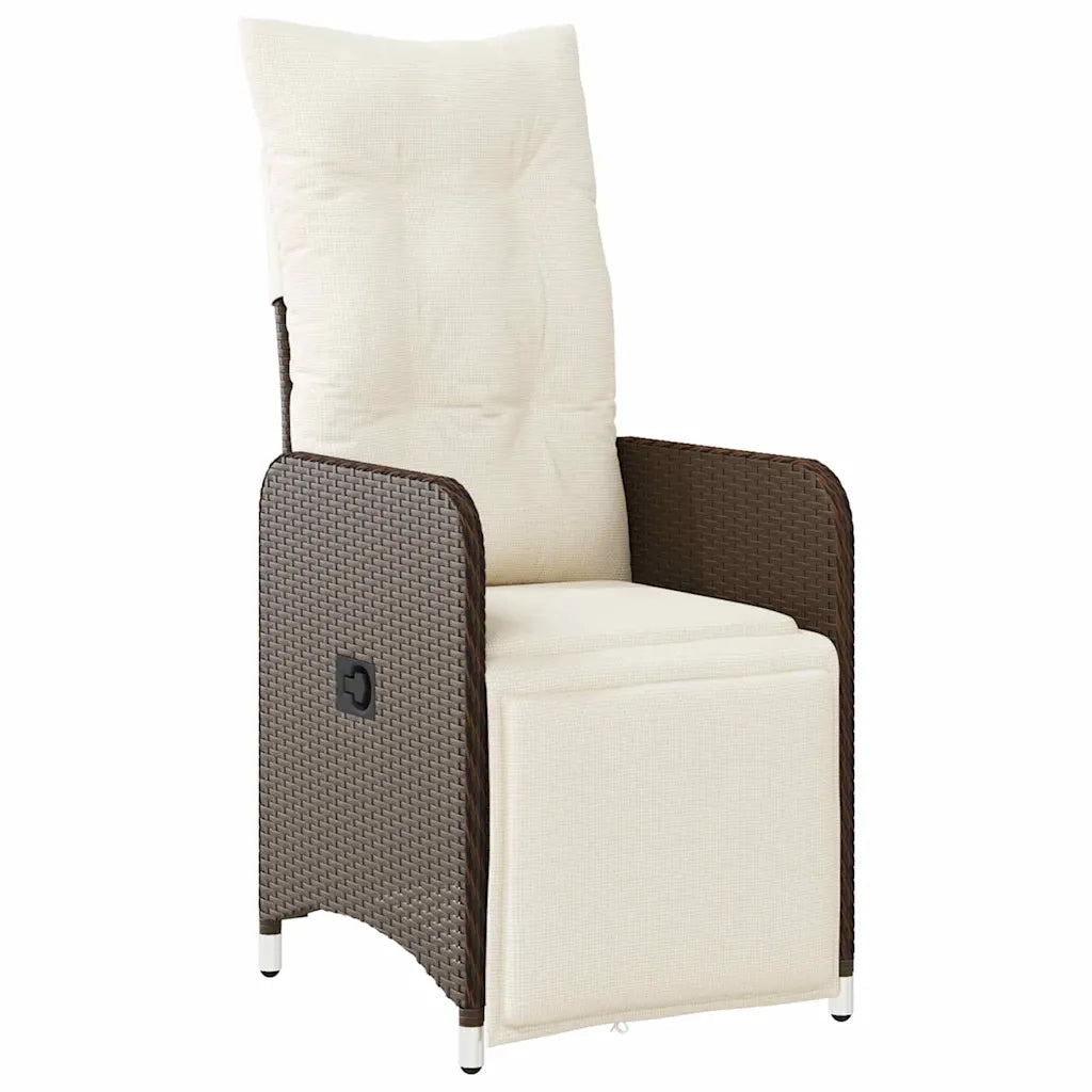 Set da Pranzo per Giardino con cuscino 5 pcs Marrone polyrattan 3379669
