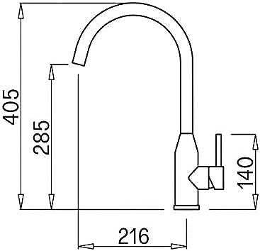 Elleci MMKADI70 Adige - Miscelatore da cucina Mono Splitcomando, da incasso, Metaltek, canna girevole, 40 cm, Ghisa