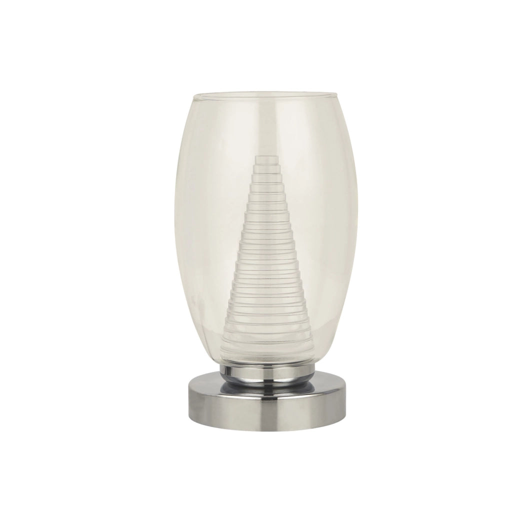 Abatjour Contemporaneo Ciclon Metallo Cromo Vetro Trasparente Led 6W 3000K