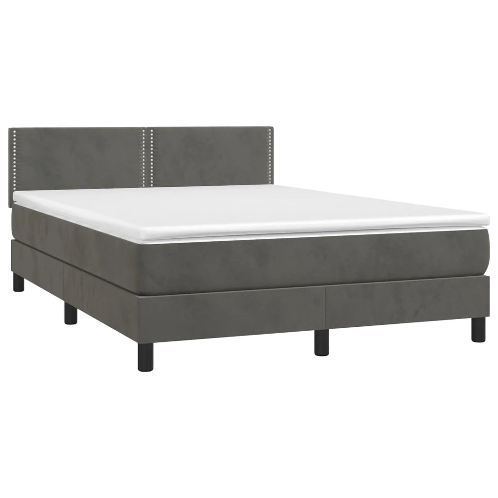 Giroletto a Molle con Materasso Grigio Scuro 140x190 cm Velluto 3141240