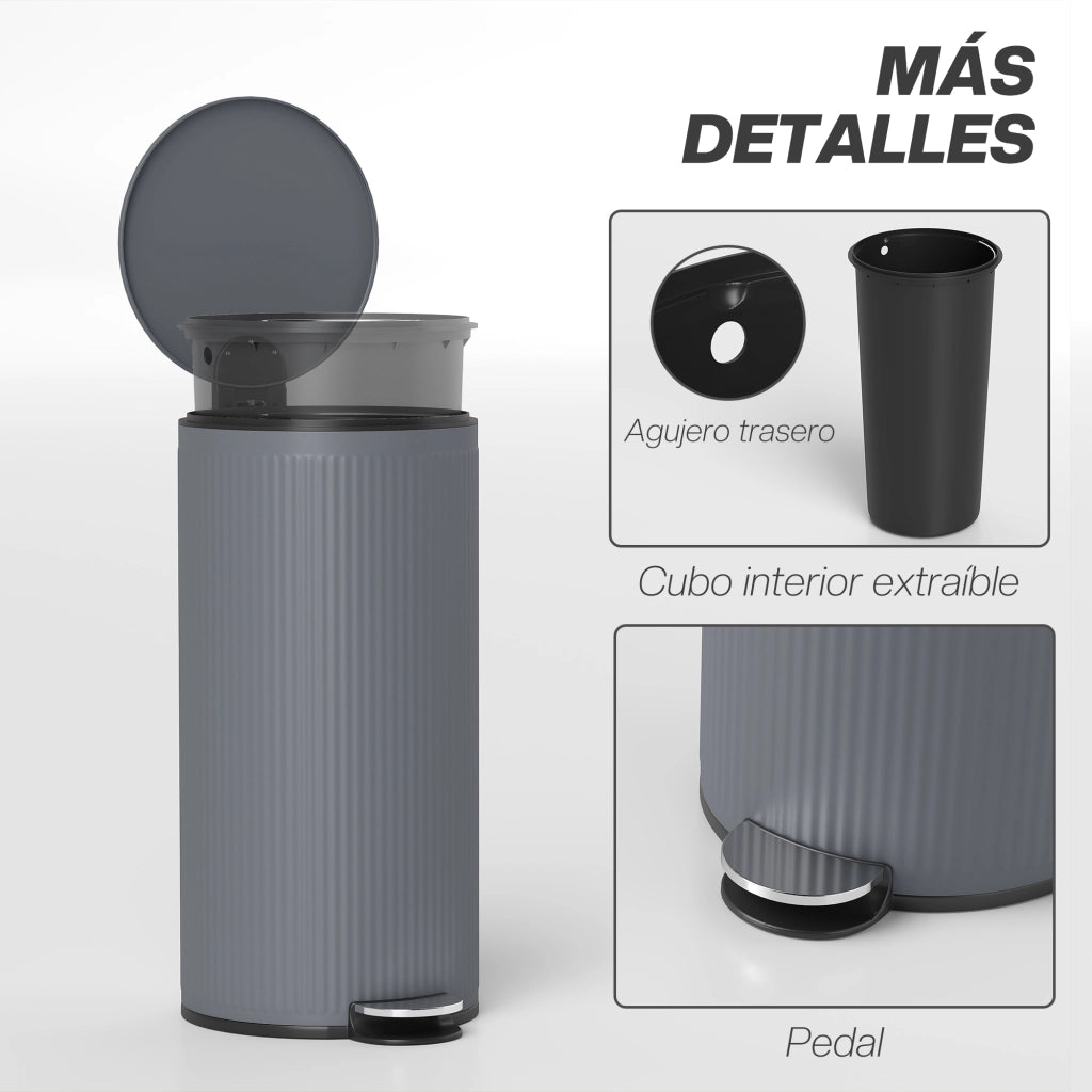 Cestino 30L con Pedale ¨C Minimal ¨C Grigio