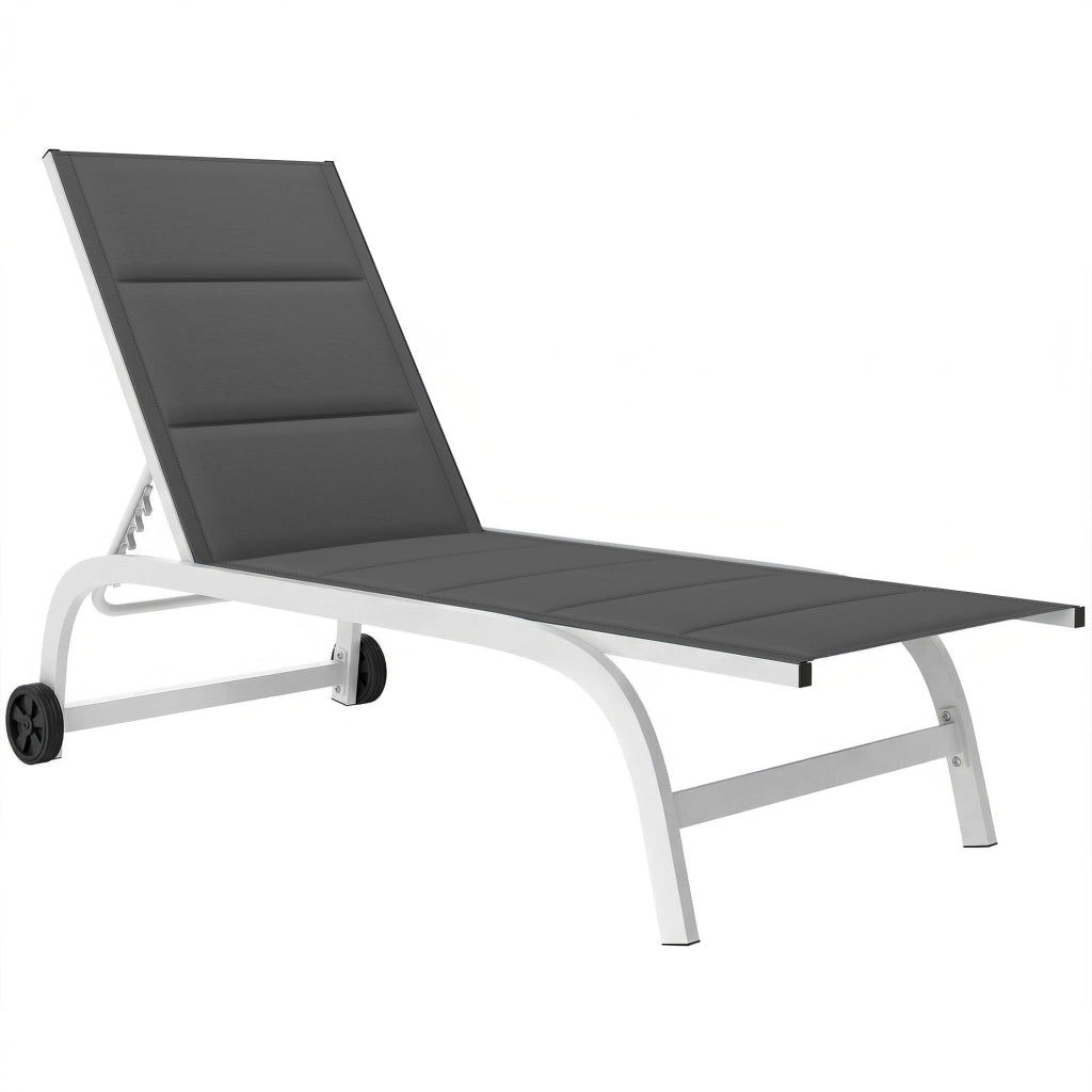 Lettino da Giardino con Ruote ¨C Minimal ¨C Texteline Grigio Scuro e Bianco