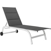 Lettino da Giardino con Ruote ¨C Minimal ¨C Texteline Grigio Scuro e Bianco