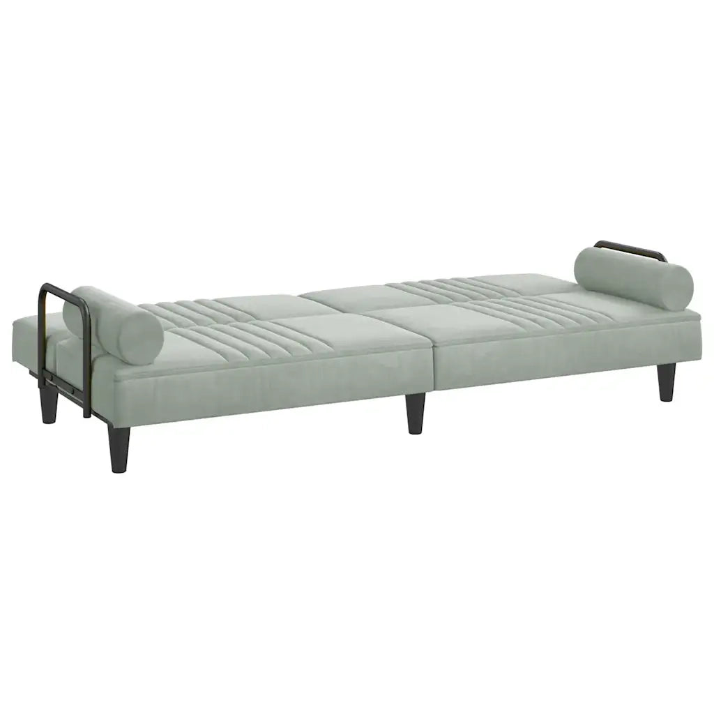 Divano letto | Sof¨¤ letto | Letto singolo con Braccioli Grigio Chiaro in Velluto