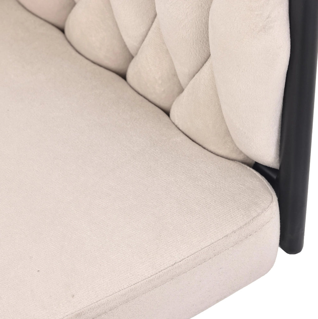 Set di 6 sedie da pranzo girevoli a 360¡ã in velluto beige con struttura in metallo