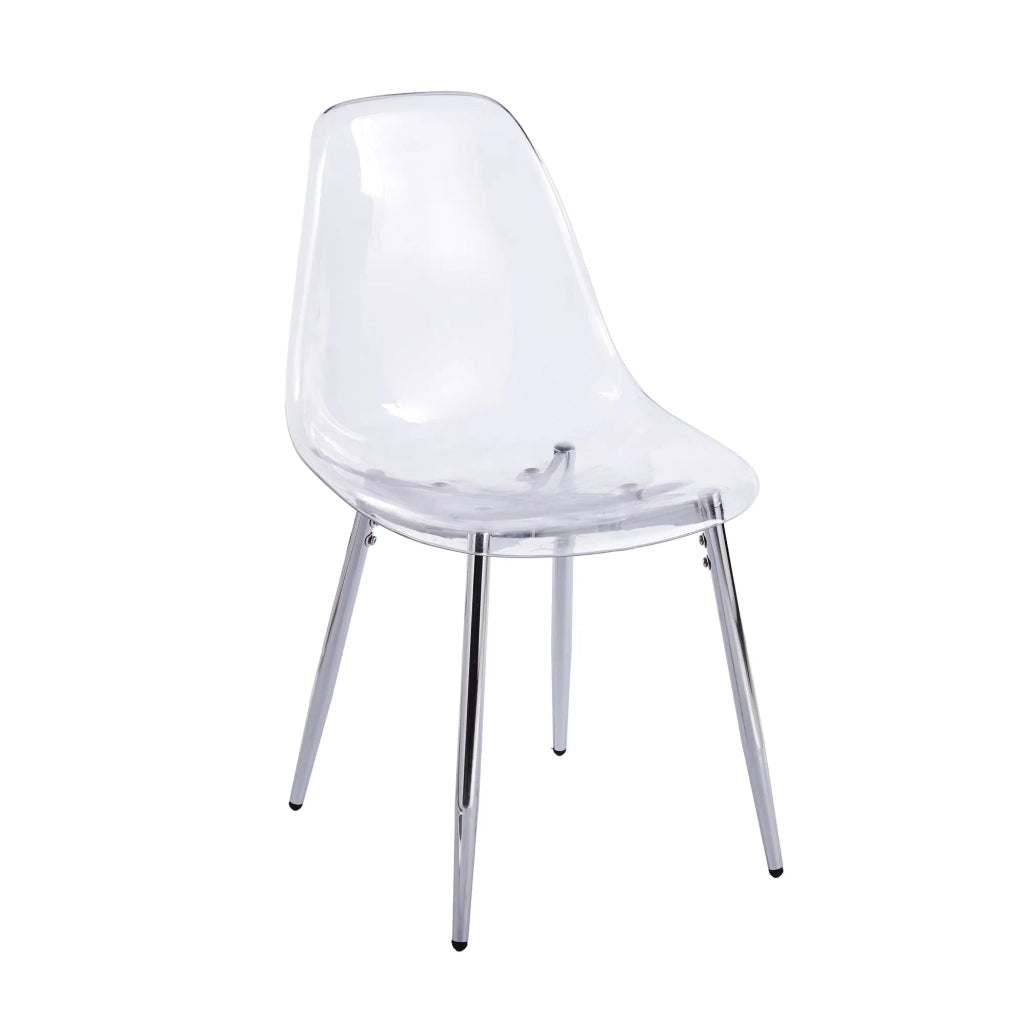 Set 4 Sedie a Cucchiaio in PET Acrilico Trasparente, Gambe Argento Eleganti, Design Moderno Chic per Sala da Pranzo