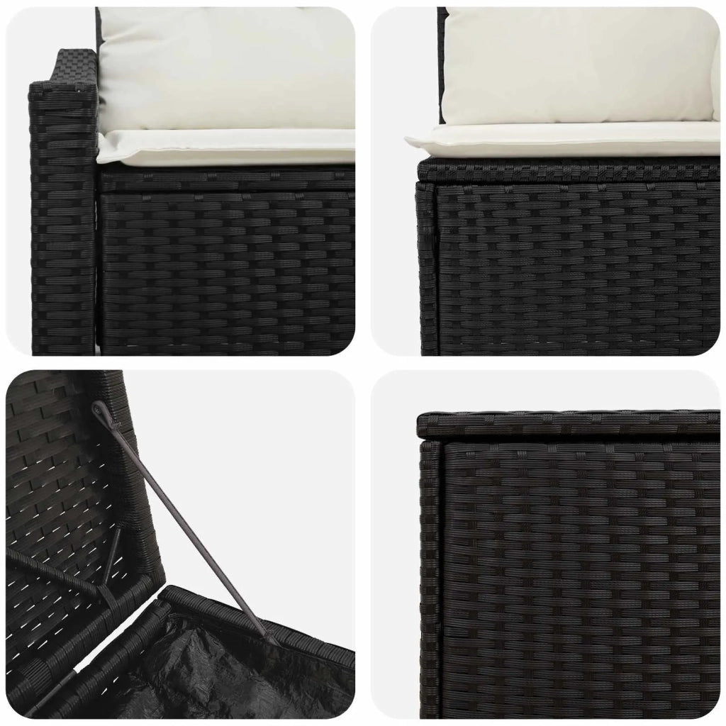 Set di divani 7 pz Nero e Bianco Crema 3448735