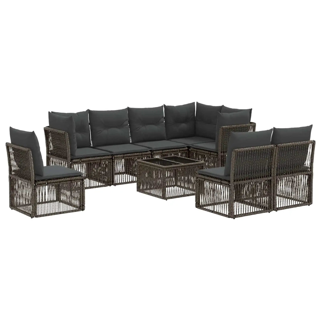 Set Divano da Giardino 9 pz Grigio polyrattan 3434243