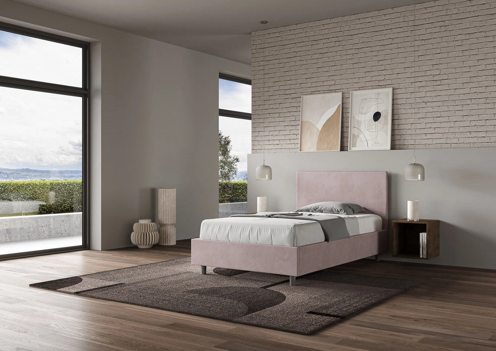 Letto 1 Piazza e Mezzo 120x200 cm con Rete e Contenitore Adele Glicine
