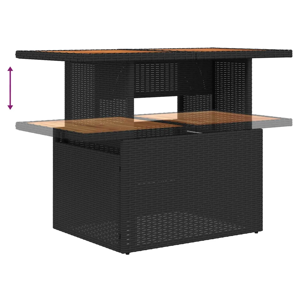 Set da Pranzo per Giardino con cuscino 8 pcs Nero e Marrone