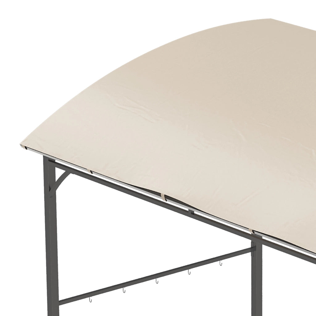 Pavillon per barbecue con 10 ganci telaio in metallo e poliestere beige per cucina outdoor 215 × 150 × 220 cm