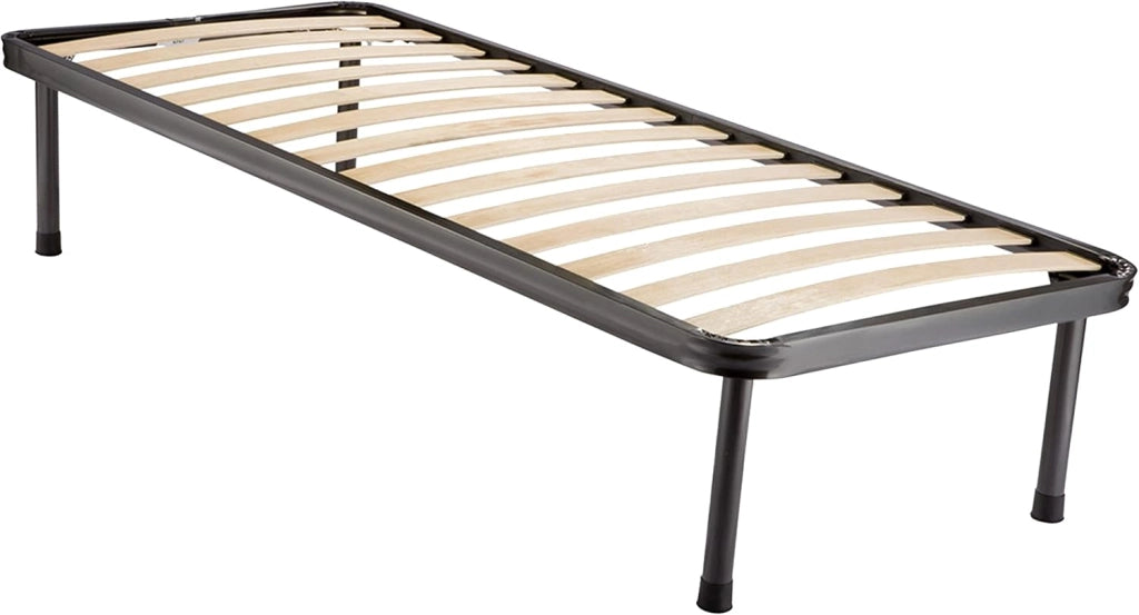 Rete in Ferro con 4 Piedi e  Doghe in Legno cm Letto 80x190 H37  per materasso da Una Piazza