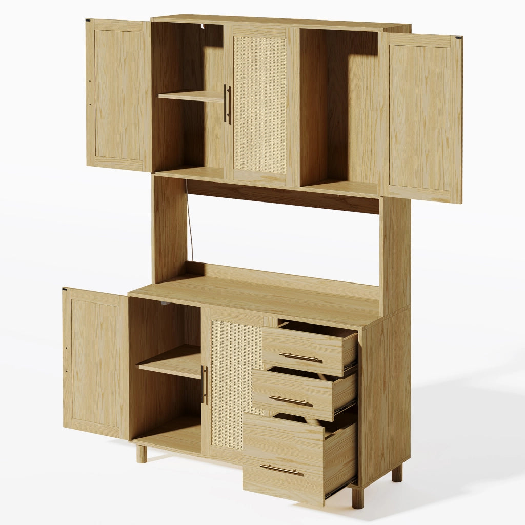Madia da cucina in MDF con LED multicolore; prese; cassetti e ripiani regolabili