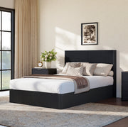 Letto 140x200 cm con contenitore e sistema idraulico; MDF e metallo nero