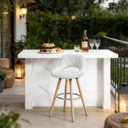 Sgabello da bar bianco in similpelle e legno massello, 68 cm