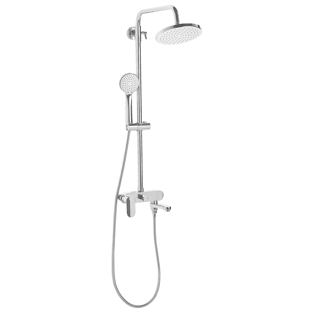 Set Doccia Miscelatore Ottone Argento con Funzione Pioggia Finitura Lucida Glamour Modern