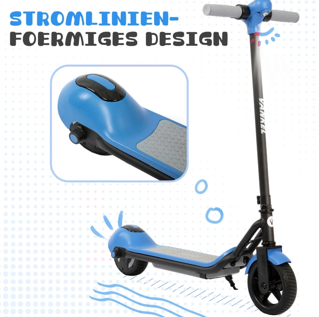 Monopattino elettrico per bambini 84x84 cm ferro e plastica blu, 3 velocità, dai 6 anni