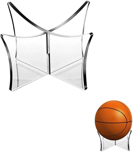 Supporto per Pallone Stabile - Stand per Calcio - Supporto per Pallacanestro - Supporto Multifunzionale per Esposizione - Nero Translucido - Materiale di Alta Qualità Acrilico - Supporto per Pallone