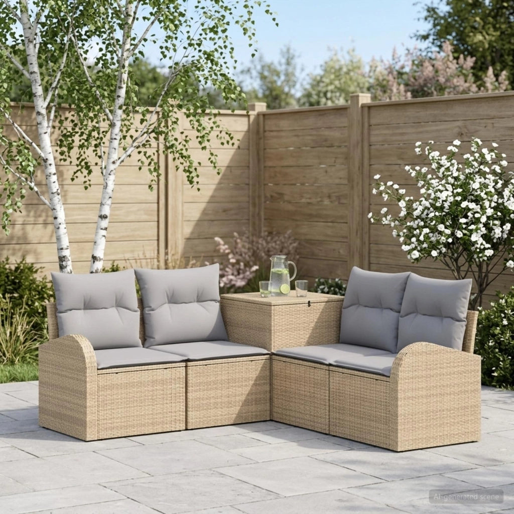 Set di divani 5 pz Beige e Grigio Chiaro 3447783