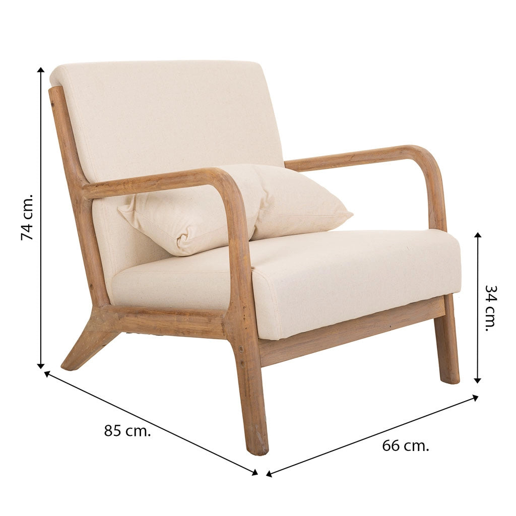 Poltrona in legno marrone 66x85x74