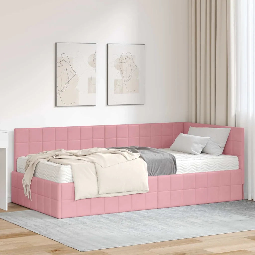 Struttura Letto Angolare con Materasso 2 pcs Grigio Velluto