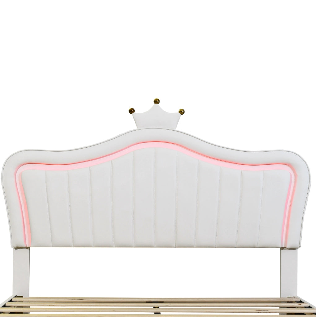 Letto imbottito a forma di conchiglia con LED e 4 cassetti