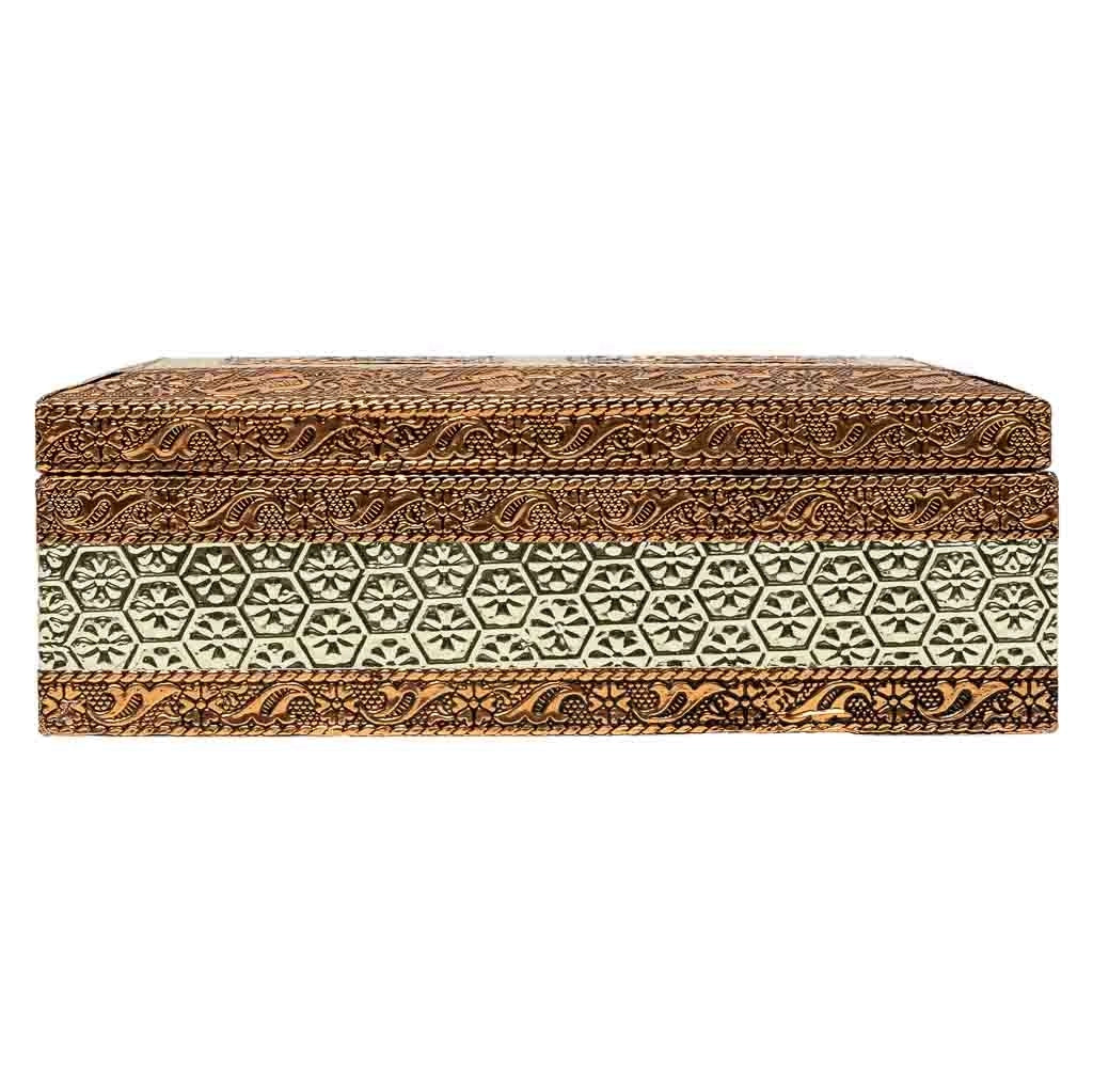 Portagioie in metallo goffrato color rame 17,5x12,5x6h