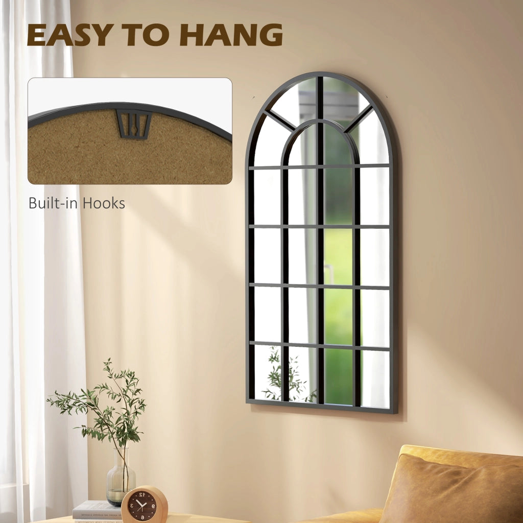 EasyComfort Specchio ad Arco per Casa e Ufficio con Montaggio a Parete, in Vetro e Metallo, 62x2.5x110 cm, Nero