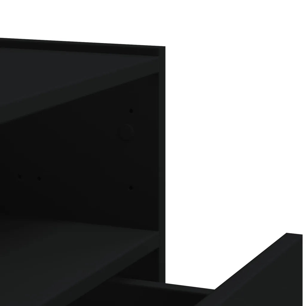 Set di 2 Comodini | Armadio da Notte | Mobiletto da notte a Muro Nero 45x30x35 cm