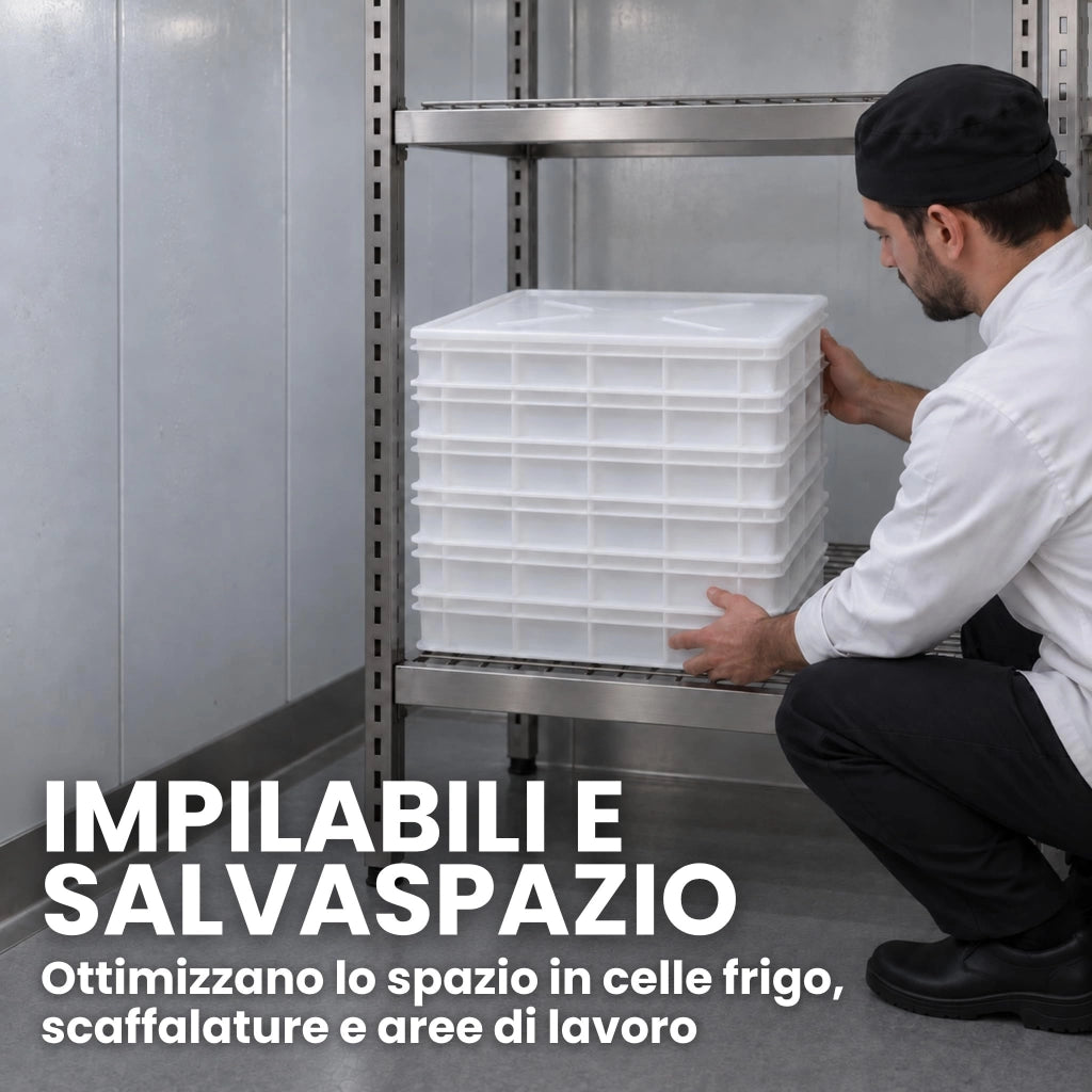 Cassetta Lievitazione Pizza 60x40x10 HORECA, 1 Box + 1 Coperchio