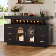 ARMADIO Portavino con LED RGB 140x40x82 cm Nero in MDF