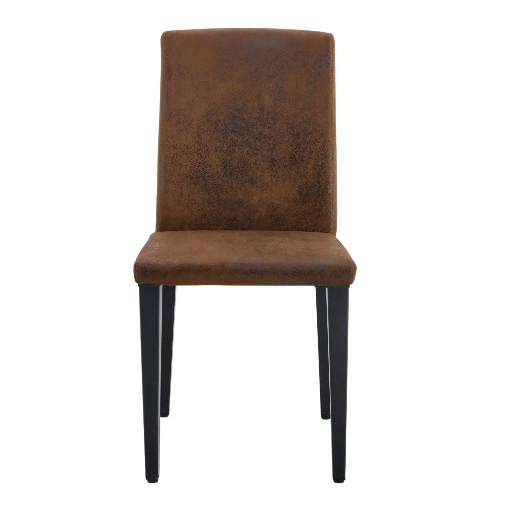 Set 2 sedie da pranzo con schienale ergonomico in tessuto marrone e gambe in metallo nero HOMVRA