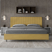 Letto imbottito Matrimoniale 180x210 cm Agueda - Senza rete,Microfibra,Ocra