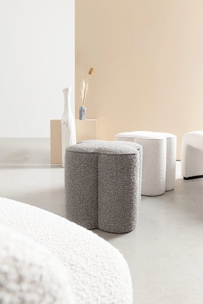 Pouf 40x40x45 cm Cointa in Bouclè Grigio