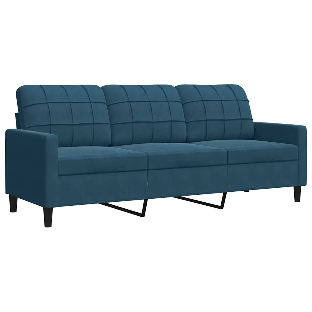 Set di Divani 2 pz con Cuscini Blu in Velluto